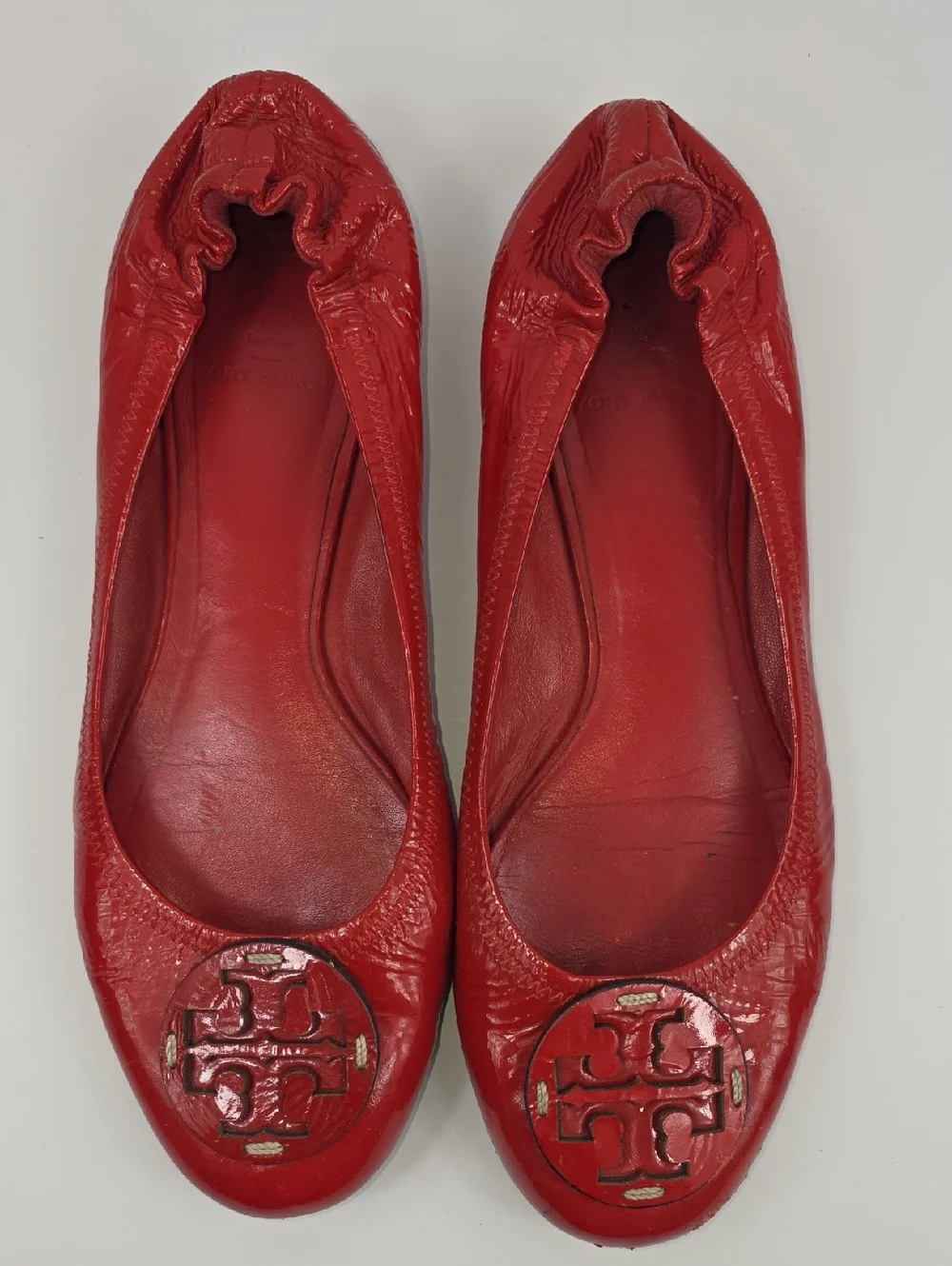 Tory Burch Reva Red Patent Leather Women's Flat Shoes‎ Size 8.5